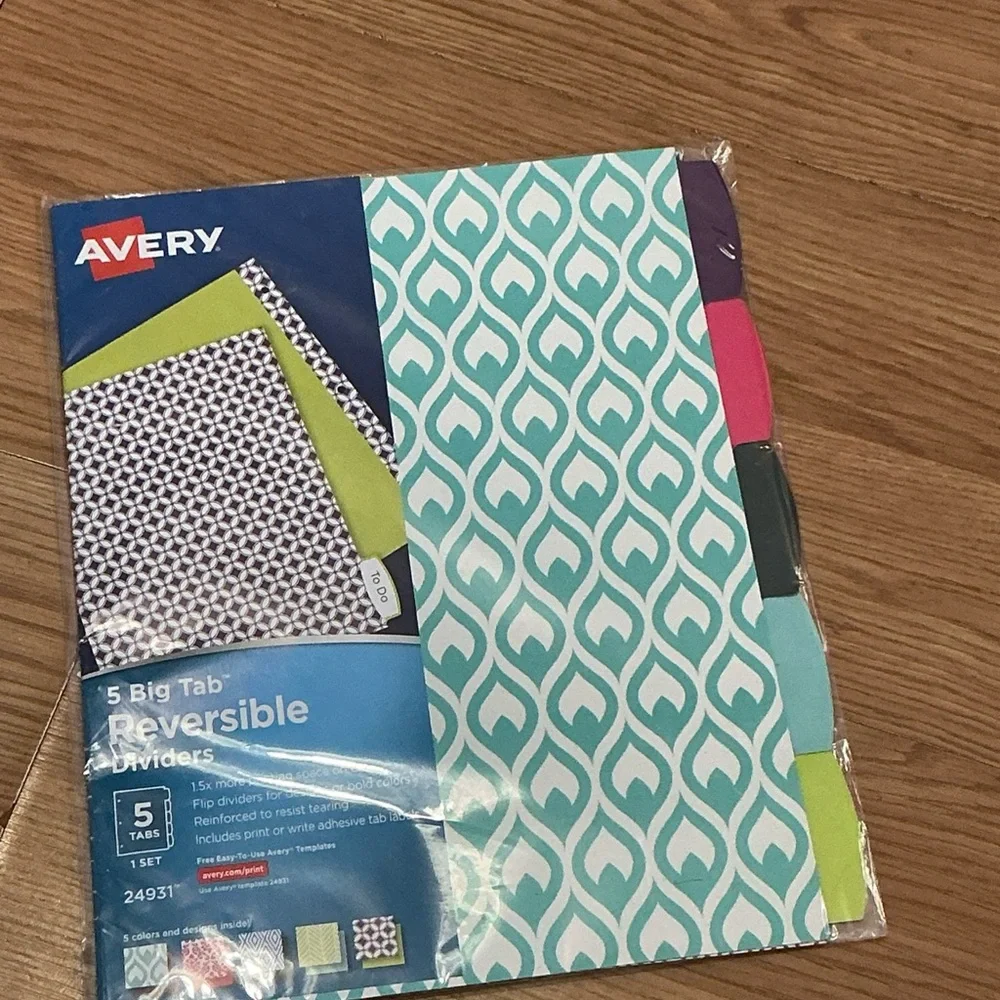 Avery 5 Big Tab Reversible Dividers Stylish Designs 5 Colors‎ 24931